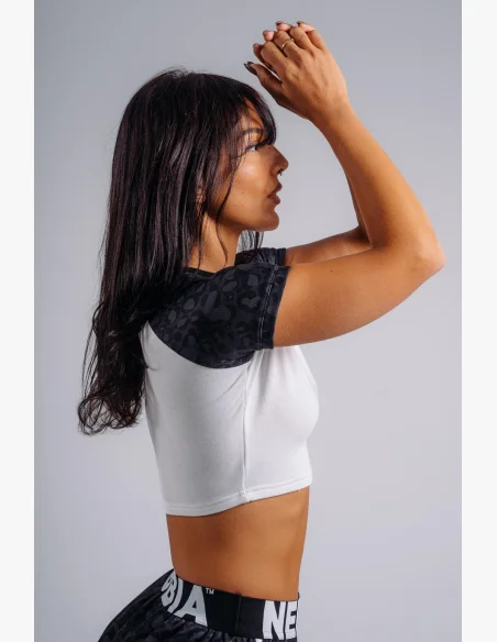 NEBBIA Crop top s leopardím vzorom '97 PRIMAL čierny