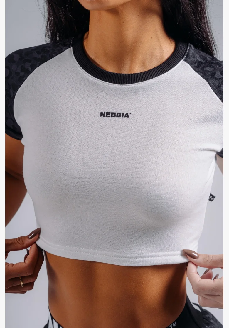 NEBBIA Crop top s leopardím vzorom '97 PRIMAL čierny