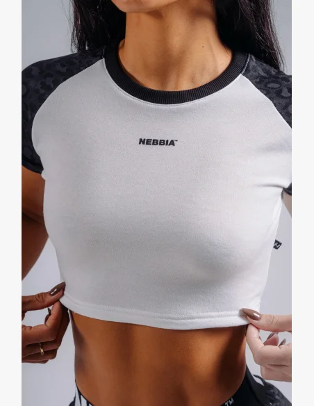 NEBBIA Crop top s leopardím vzorom '97 PRIMAL čierny