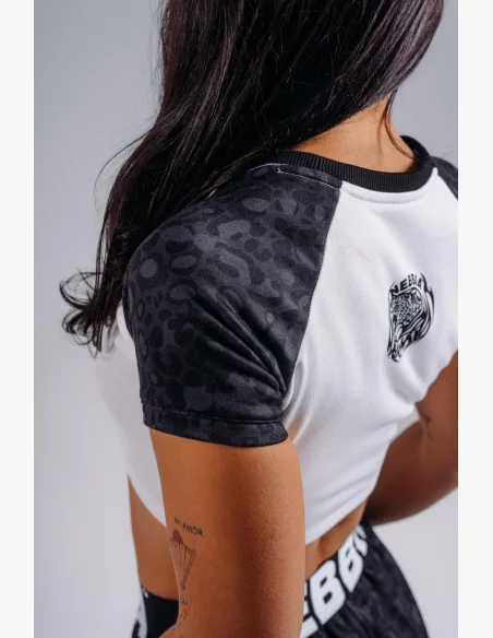 NEBBIA Crop top s leopardím vzorom '97 PRIMAL čierny