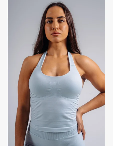 NEBBIA Halter top s vstavanou podprsenkou PRIMAL modrý