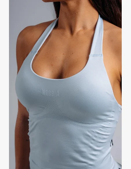 NEBBIA Halter top s vstavanou podprsenkou PRIMAL modrý