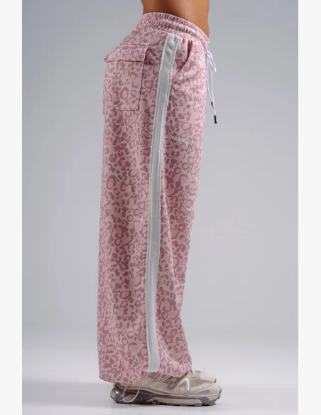 NEBBIA Baggy tepláky s leopardím vzorom PRIMAL ružové