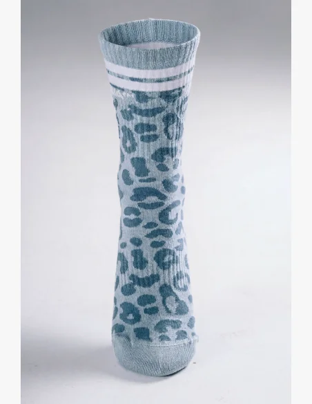 NEBBIA Crew ponožky s leopardím vzorom PRIMAL modré