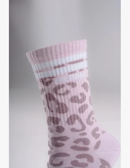 NEBBIA Crew ponožky s leopardím vzorom PRIMAL ružové