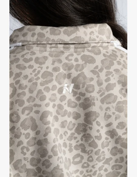NEBBIA Polovičný zips mikina s leopardím vzorom PRIMAL krémová