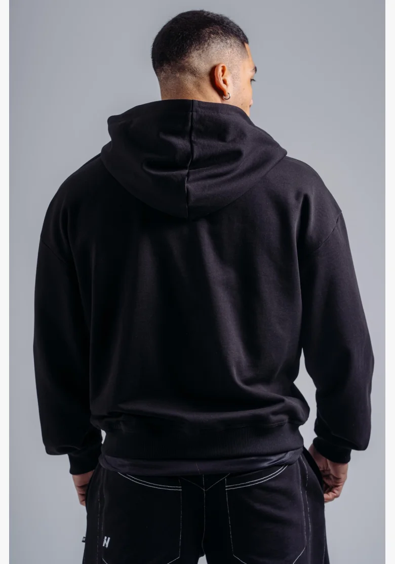 NEBBIA Mikina na zips s vyšívaným logom PRIMAL čierna