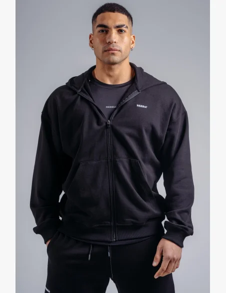 NEBBIA Mikina na zips s vyšívaným logom PRIMAL čierna