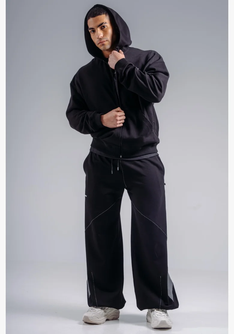NEBBIA Mikina na zips s vyšívaným logom PRIMAL čierna