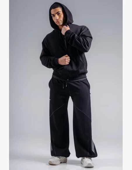 NEBBIA Mikina na zips s vyšívaným logom PRIMAL čierna