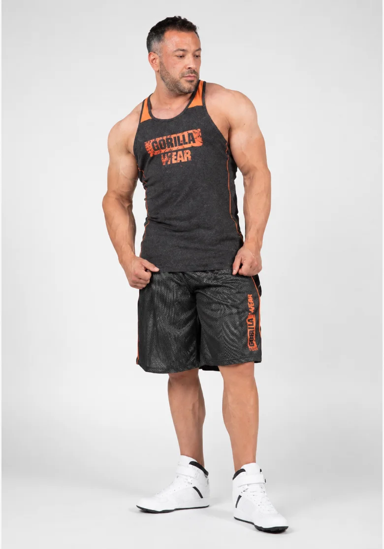 Gorilla Wear pánske šortky Wallace Mesh – sivá / oranžová