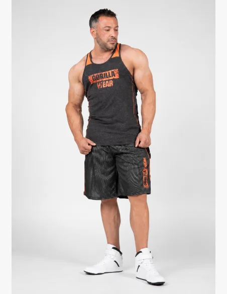 Gorilla Wear pánske šortky Wallace Mesh – sivá / oranžová