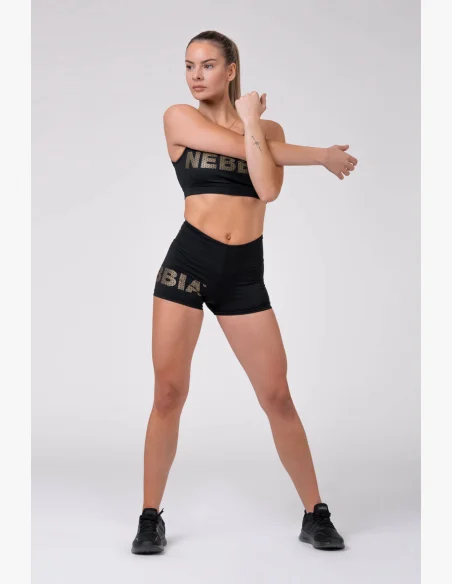 NEBBIA Gold Print šortky čierna