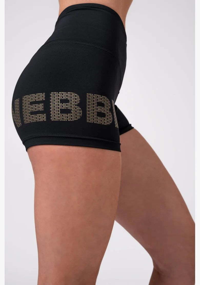 NEBBIA Gold Print šortky čierna