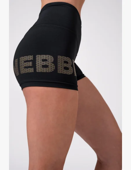 NEBBIA Gold Print šortky čierna