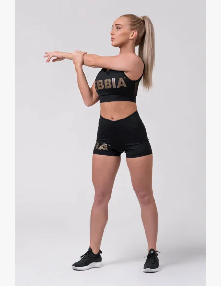 NEBBIA Gold Print šortky čierna