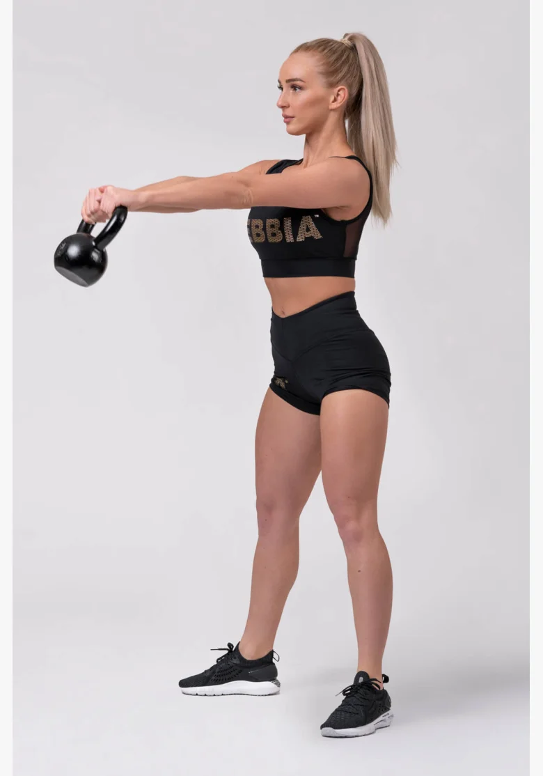 NEBBIA Gold Print šortky čierna