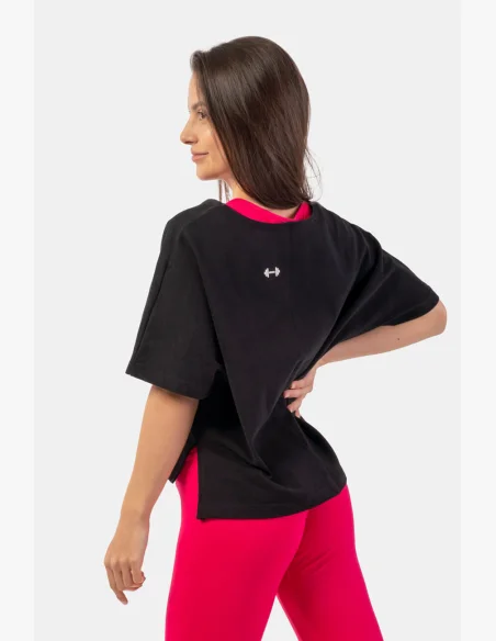 NEBBIA Voľné crop tričko „The Minimalist“ z organickej bavlny čierna