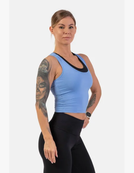 NEBBIA Športové slim-fit crop tielko modrá