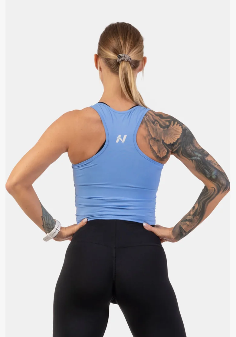 NEBBIA Športové slim-fit crop tielko modrá