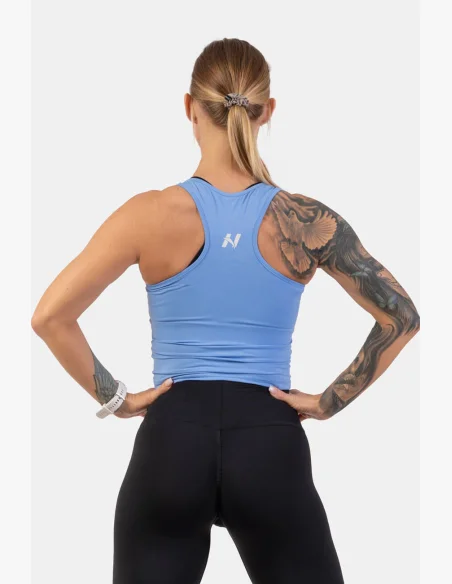 NEBBIA Športové slim-fit crop tielko modrá