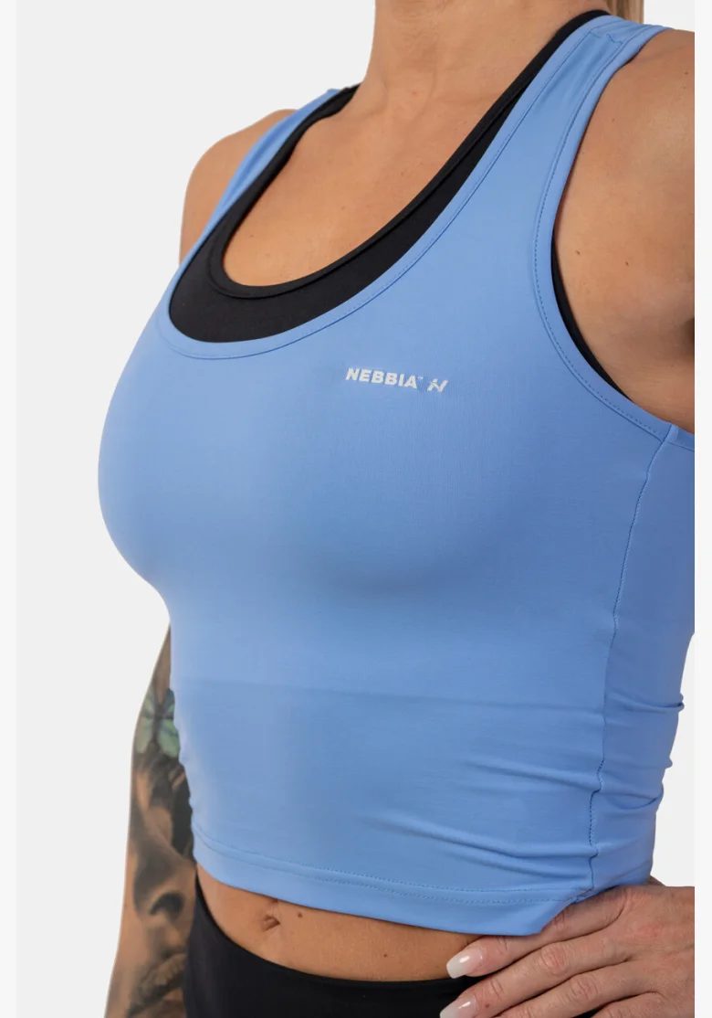NEBBIA Športové slim-fit crop tielko modrá
