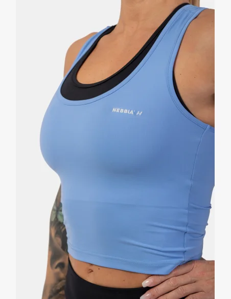 NEBBIA Športové slim-fit crop tielko modrá
