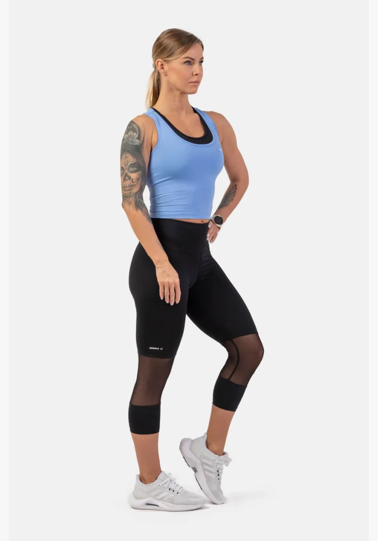 NEBBIA Športové slim-fit crop tielko modrá