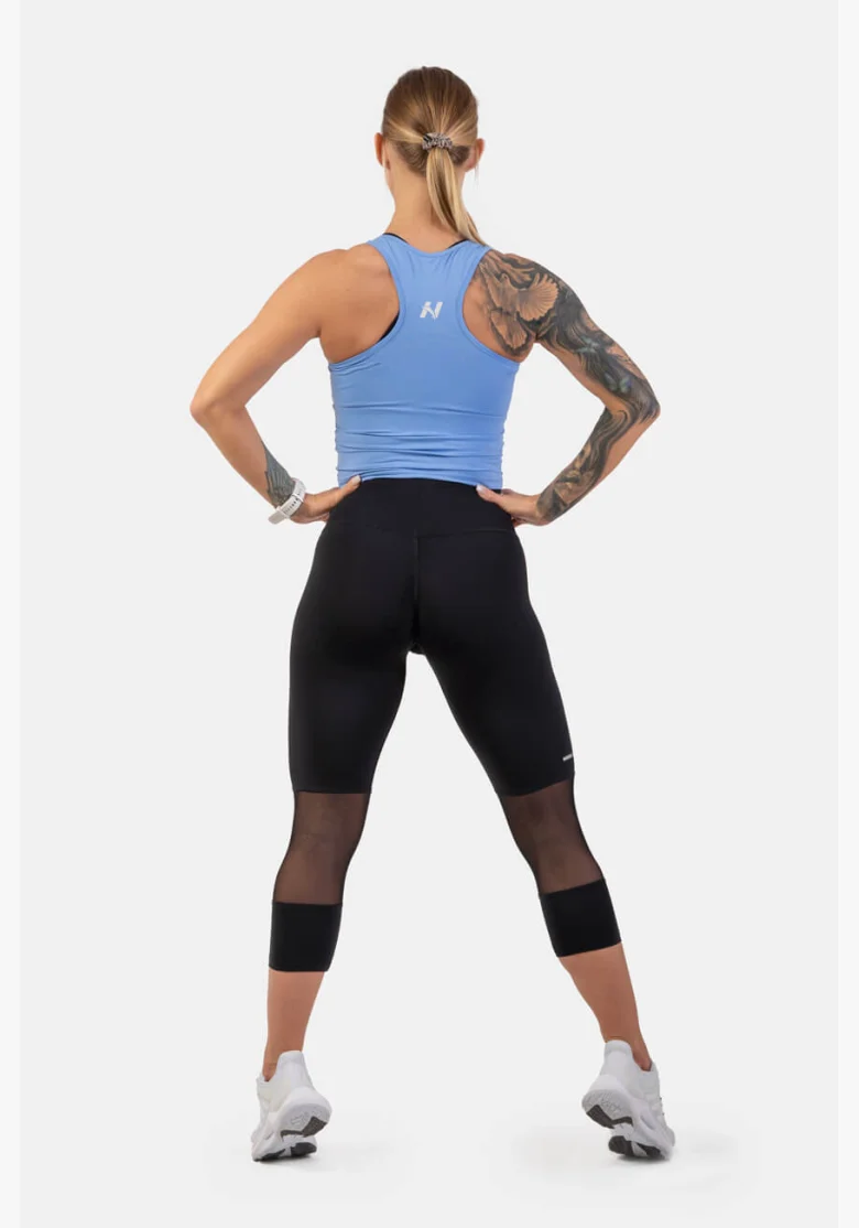 NEBBIA Športové slim-fit crop tielko modrá