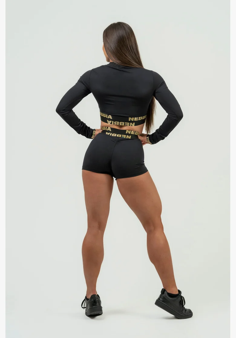 NEBBIA Dámske kompresné šortky s vysokým pásom INTENSE Leg Day gold