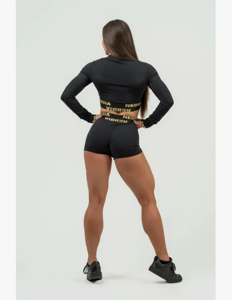 NEBBIA Dámske kompresné šortky s vysokým pásom INTENSE Leg Day gold