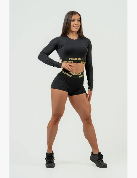 NEBBIA Dámske kompresné šortky s vysokým pásom INTENSE Leg Day gold