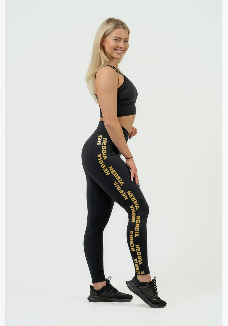 NEBBIA Dámske legíny s vysokým pásom INTENSE Iconic gold