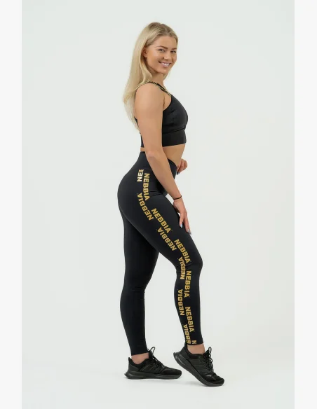 NEBBIA Dámske legíny s vysokým pásom INTENSE Iconic gold