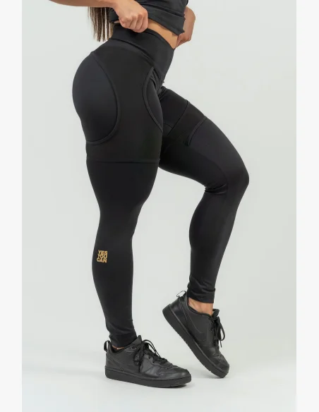 NEBBIA Dámske športové legíny s sieťkou INTENSE Mesh gold
