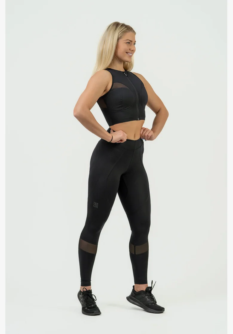 NEBBIA Dámsky crop top s vysokou podporou INTENSE Mesh čierny