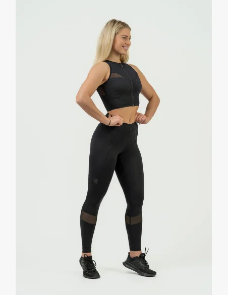 NEBBIA Dámsky crop top s vysokou podporou INTENSE Mesh čierny