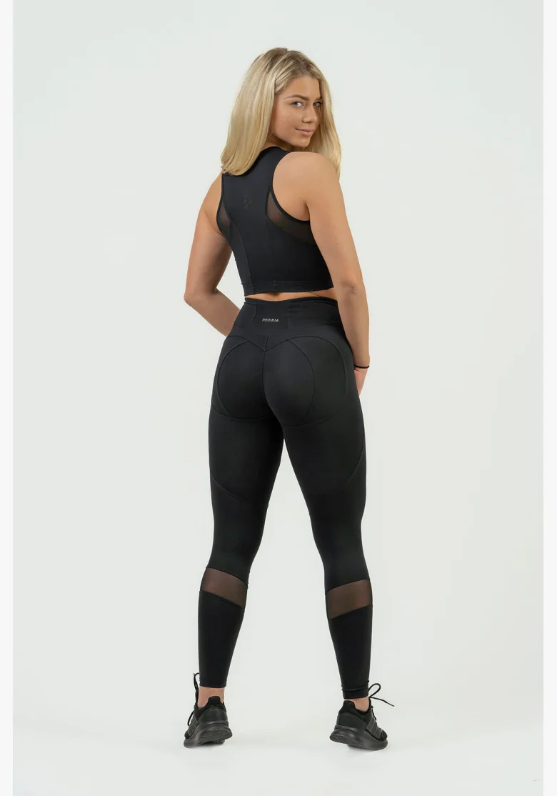 NEBBIA Dámsky crop top s vysokou podporou INTENSE Mesh čierny