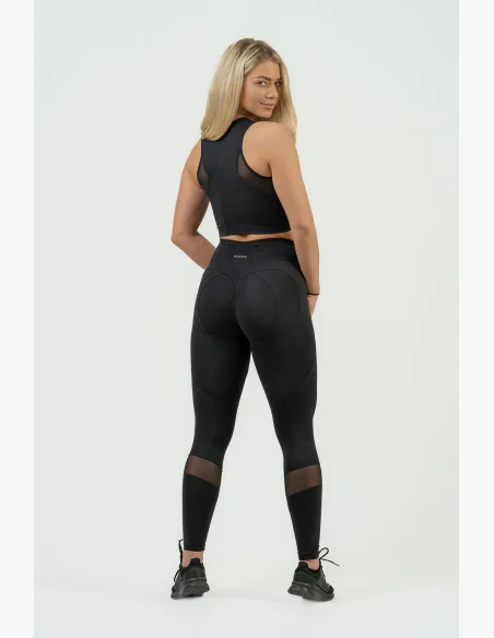 NEBBIA Dámsky crop top s vysokou podporou INTENSE Mesh čierny
