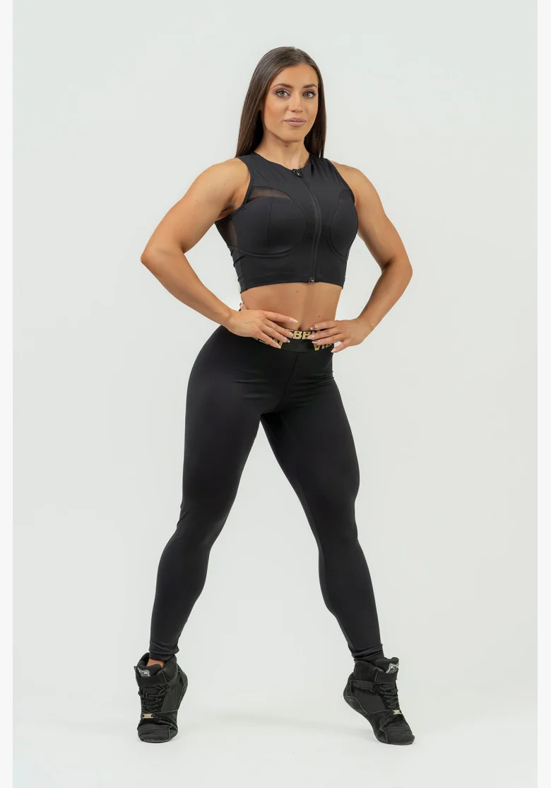 NEBBIA Dámsky crop top s vysokou podporou INTENSE Mesh gold