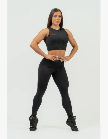 NEBBIA Dámsky crop top s vysokou podporou INTENSE Mesh gold