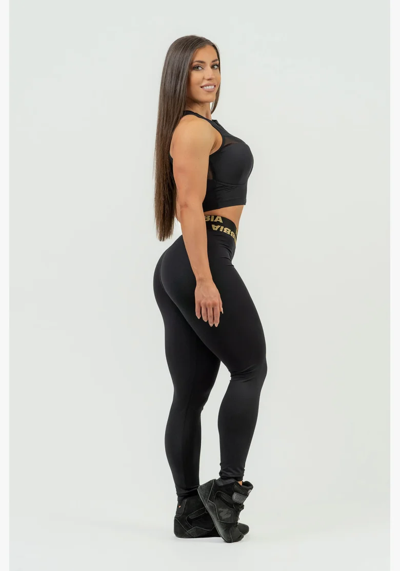 NEBBIA Dámsky crop top s vysokou podporou INTENSE Mesh gold