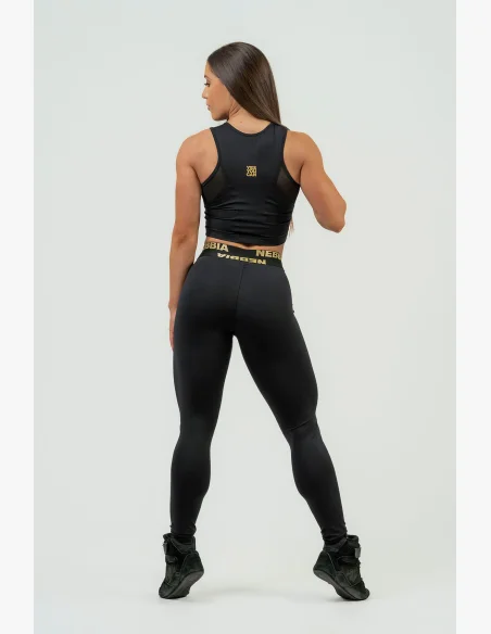 NEBBIA Dámsky crop top s vysokou podporou INTENSE Mesh gold