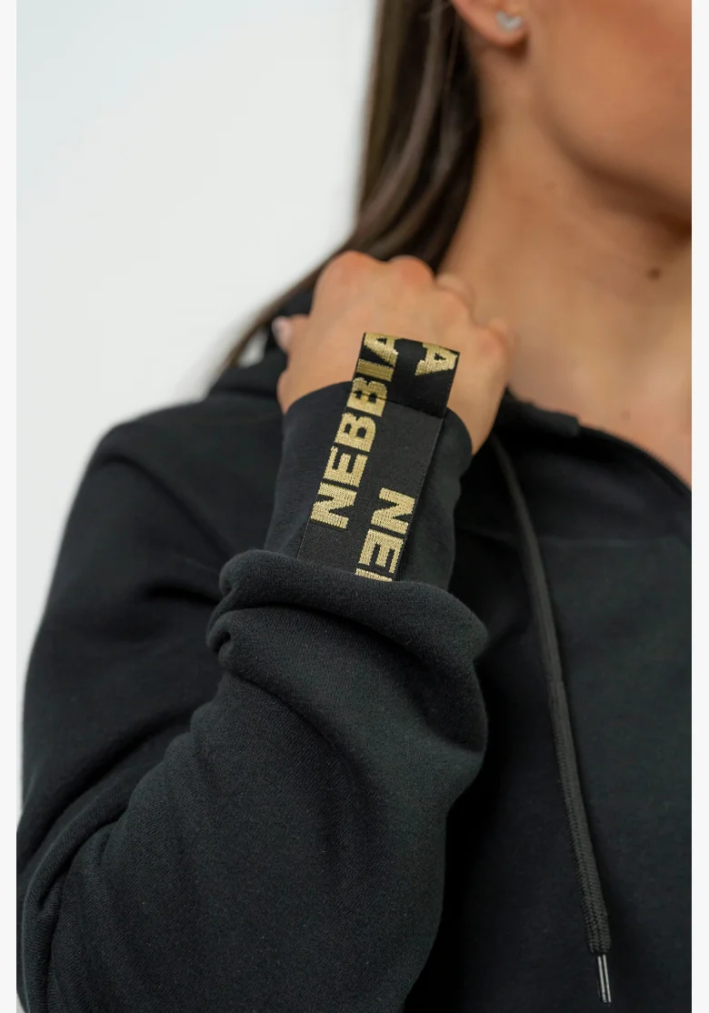 NEBBIA Dámska športová mikina s kapucňou INTENSE Signature gold