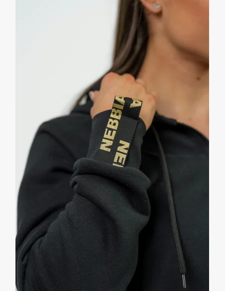NEBBIA Dámska športová mikina s kapucňou INTENSE Signature gold