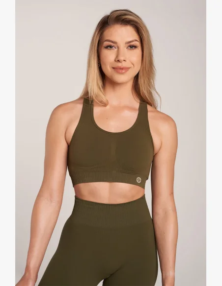 Fitness podprsenka Gym Glamour Push Up Khaki
