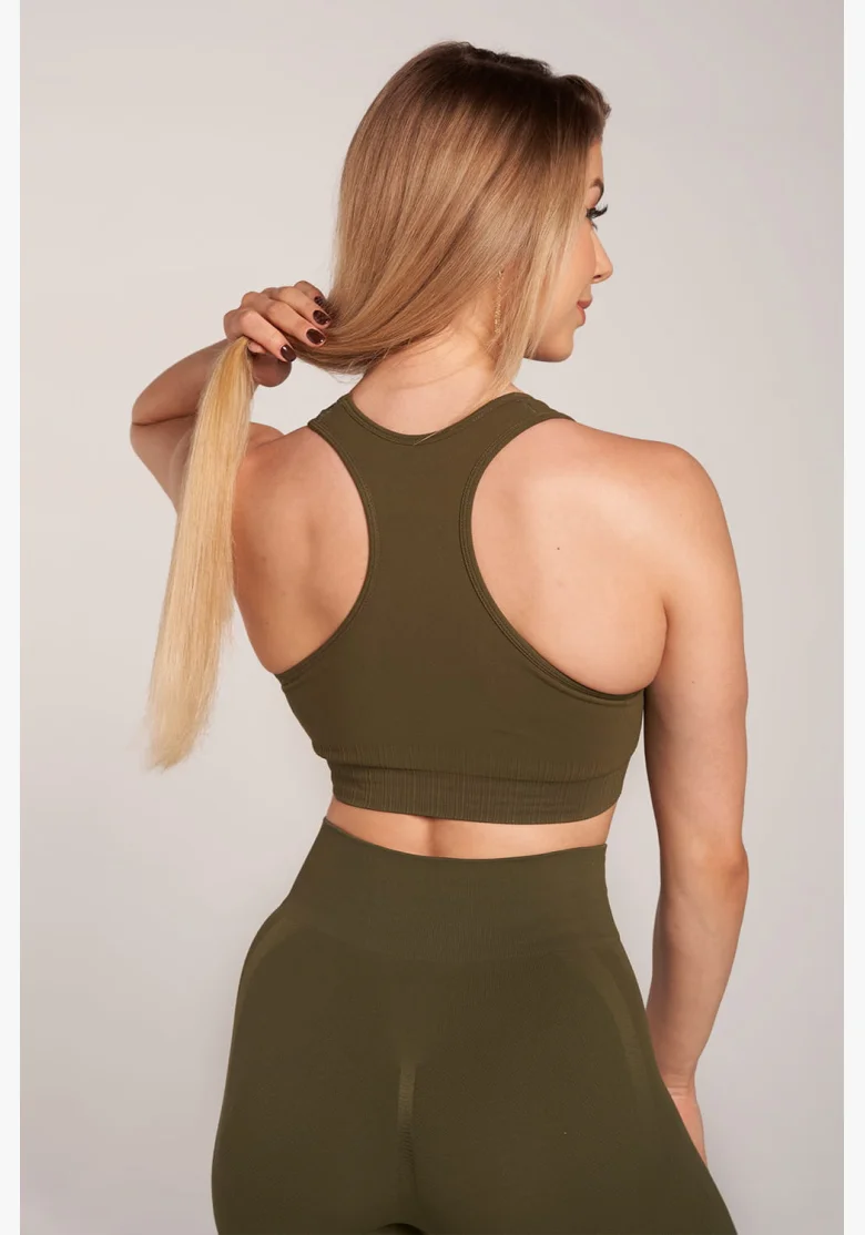 Fitness podprsenka Gym Glamour Push Up Khaki