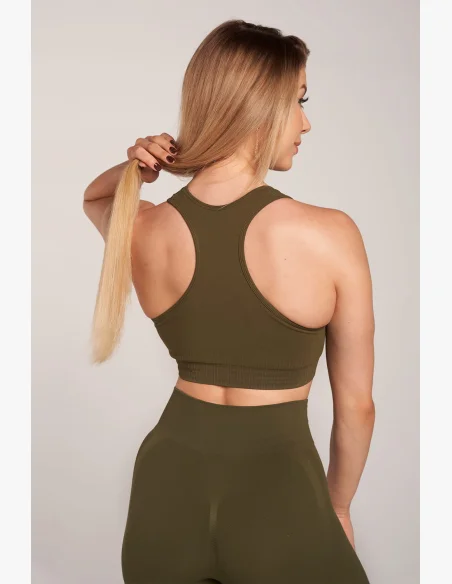 Fitness podprsenka Gym Glamour Push Up Khaki
