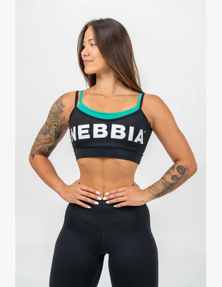 NEBBIA Dvojvrstvová športová podprsenka FLEX čierna