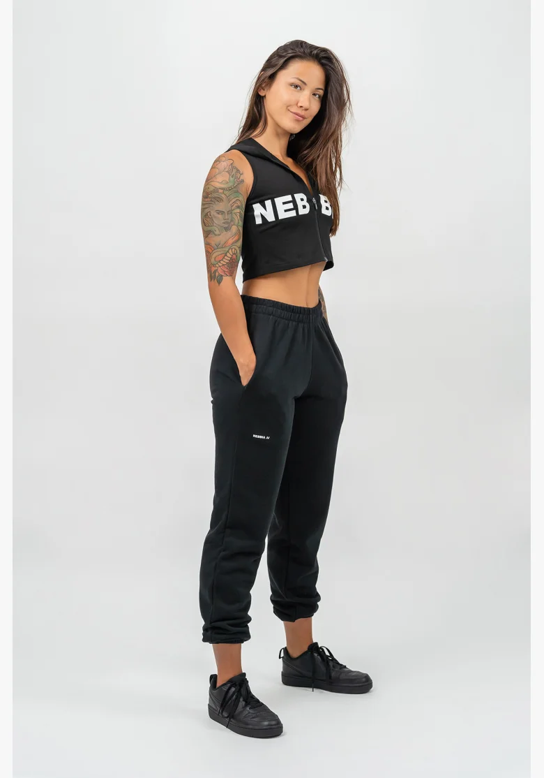 NEBBIA Športové voľné tepláky GYM TIME čierna